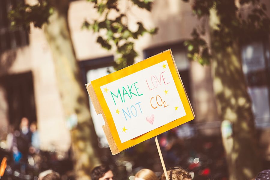 Plakat Make love not CO2 auf einer Klimademo