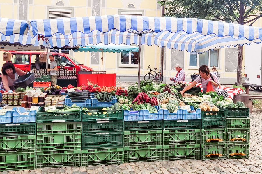 Marktstand in Freiburg.