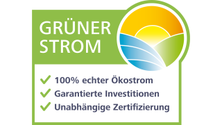 Grüner Strom. 100 % echter Ökostrom aus erneuerbaren Energiequellen.