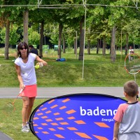 Badminton Rekordnationalspielerin Nicole Grether bei badenova bewegt