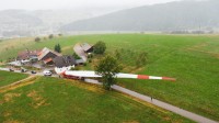 Transport der Windflügel zum Windpark Kallenwald
