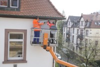 Montage der Nistkästen in der Freiburger Innenstadt.