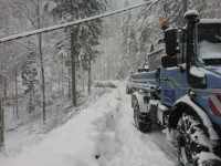 Reparatur einer Freileitung im Winterwald (Archivbild)